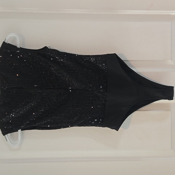 2/$10- Black sequined sleeveless bodysuit, size small - Picture 3 of 4